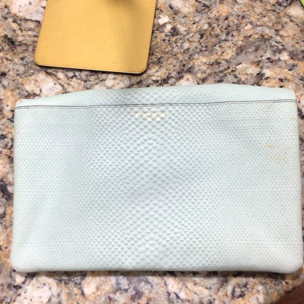 Henri Bendel Mint Green Clutch Bag D-ring to add crossbody strap - Picture 3 of 7